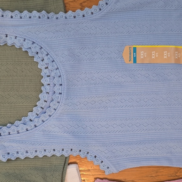 THEREABOUTS BRAND GIRLS BLUE, GREEN, PINK & WHITE TANK TOPS BUNDLE SIZE XXS 4/5 - Picture 4 of 12